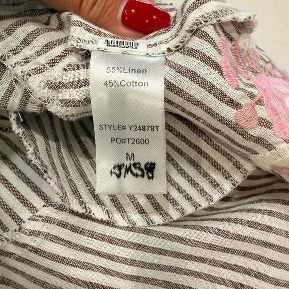 NWOT Tuckernuck Tan Stripe Embroidered Floral Callahan Shirt Dress – Medium - Picture 8 of 12